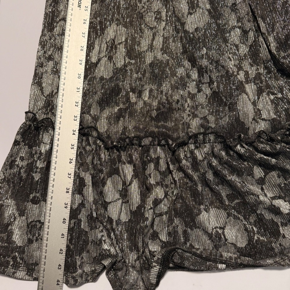 Michael Kors Metallic Floral Print Midi Dress Halter Neck‎ Flowy Ruffle Hem M - Picture 12 of 15